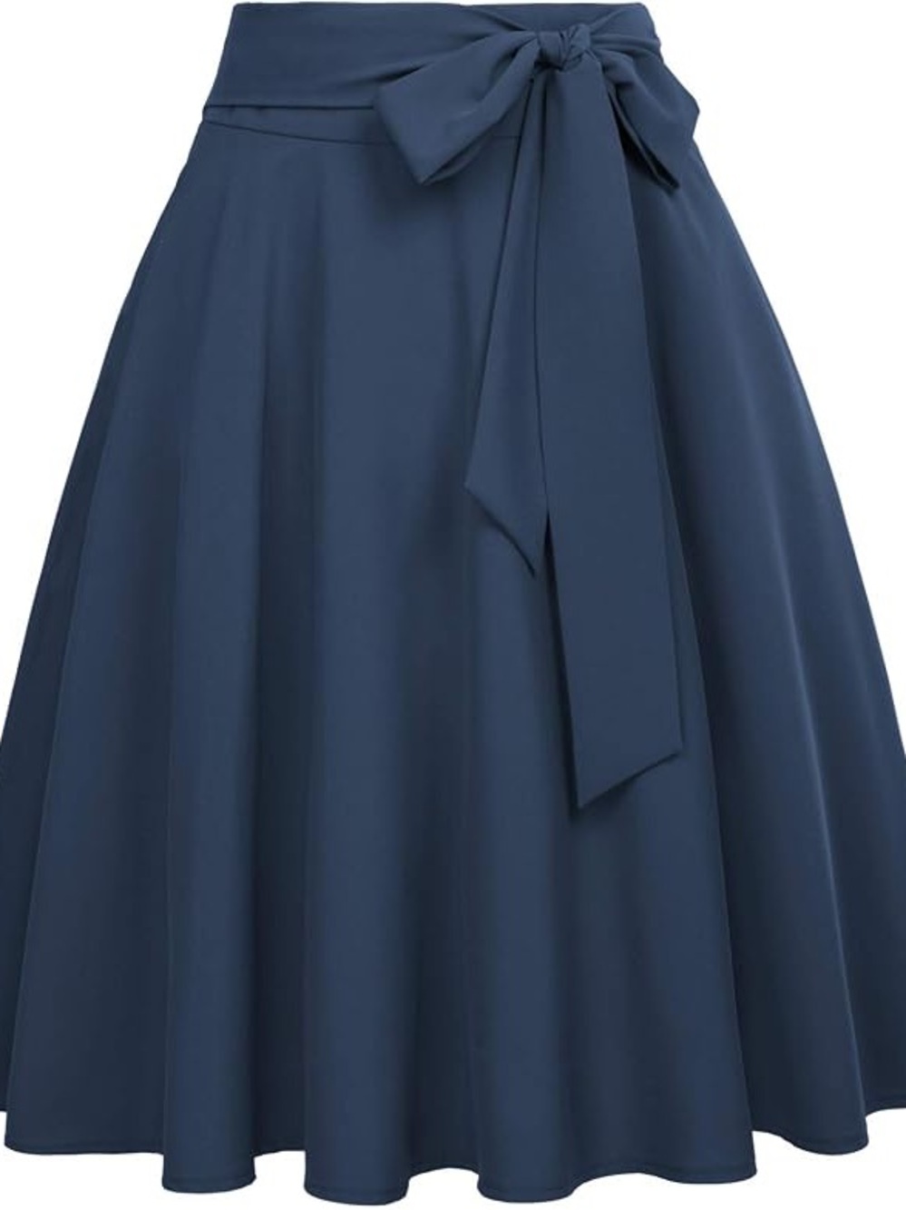 Classic Navy Blue Tie-Waist A-Line Skirt